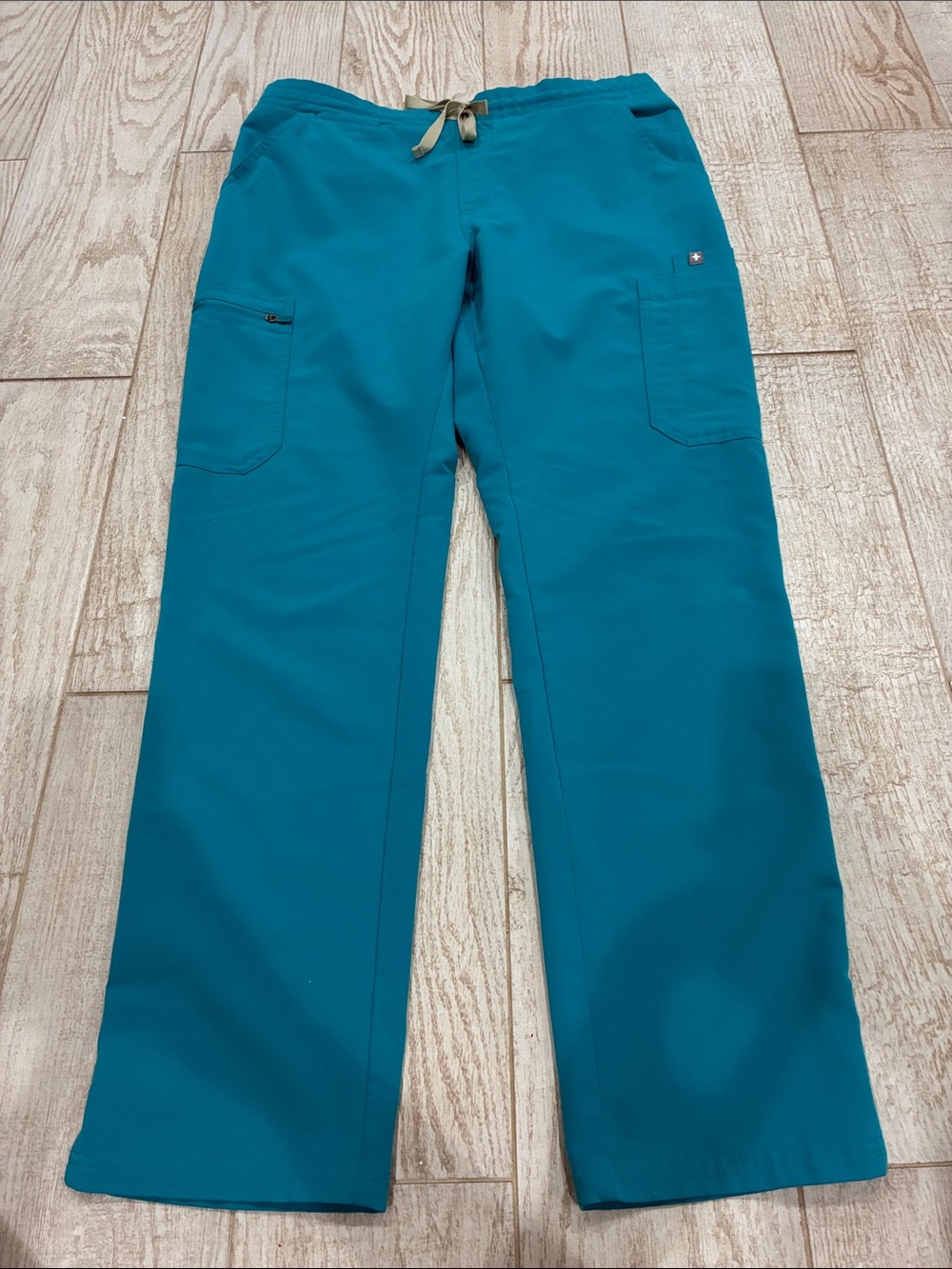 Figs Turquoise Women's Drawstring Slim High Waisted Scrub Joggers
